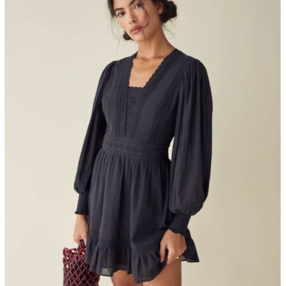 Reformation Elisabetta Dress Sz6 Black
